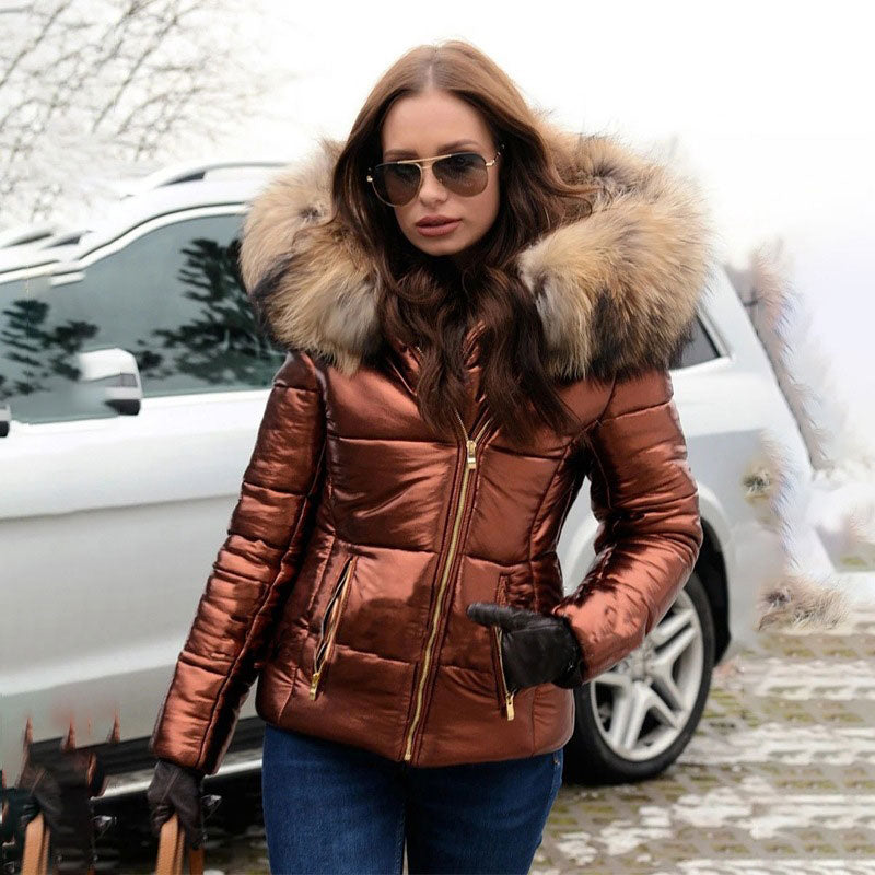 ❄️☃️Winter Special Offer-🔥🔥Damen lässige warme große Pelzkragen Kapuzenjacke