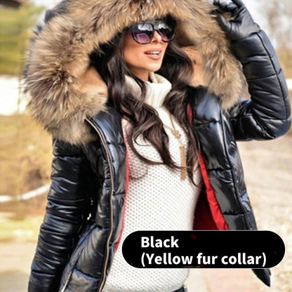 ❄️☃️Winter Special Offer-🔥🔥Damen lässige warme große Pelzkragen Kapuzenjacke