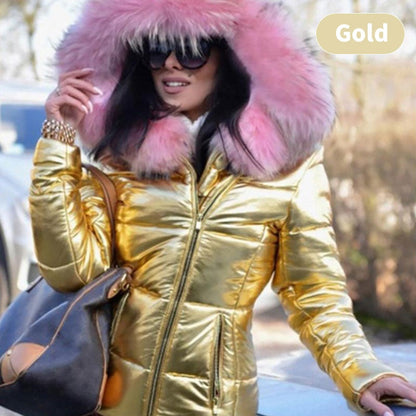 ❄️☃️Winter Special Offer-🔥🔥Damen lässige warme große Pelzkragen Kapuzenjacke