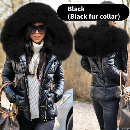 ❄️☃️Winter Special Offer-🔥🔥Damen lässige warme große Pelzkragen Kapuzenjacke