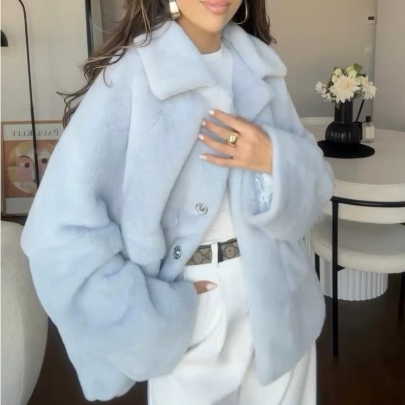 ❄️🧥Heißer Winterschlussverkauf – Zeitlich begrenzt 40%RABATT❄️Lockerer Wintermantel mit Plüsch-Revers für Damen