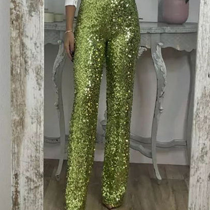 🎁Schlanke Stretch-Schlaghose mit hoher Taille, Pailletten für Damen💎✨