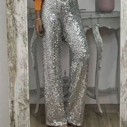 🎁Schlanke Stretch-Schlaghose mit hoher Taille, Pailletten für Damen💎✨