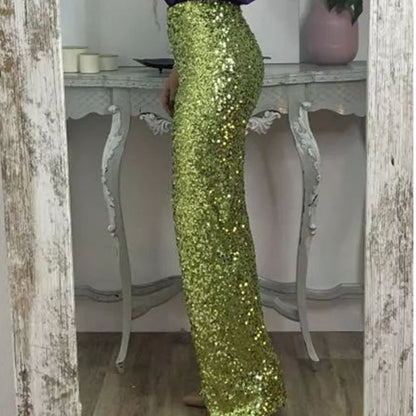 🎁Schlanke Stretch-Schlaghose mit hoher Taille, Pailletten für Damen💎✨