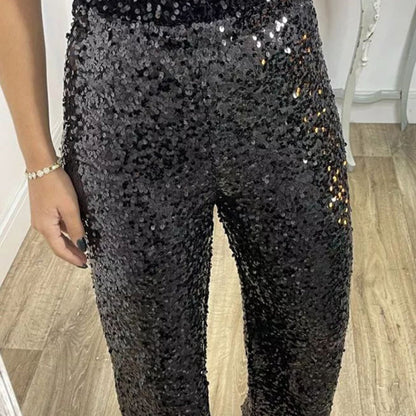 🎁Schlanke Stretch-Schlaghose mit hoher Taille, Pailletten für Damen💎✨