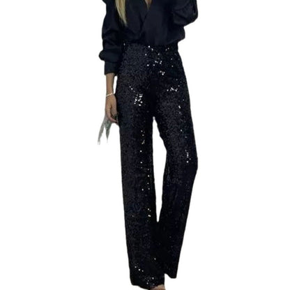 🎁Schlanke Stretch-Schlaghose mit hoher Taille, Pailletten für Damen💎✨