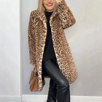 🎁🥰2025 Neue Mode – 50 % Rabatt💖Mittellange Jacke mit Leopardenmuster für Damen