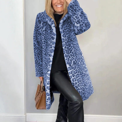 🎁🥰2025 Neue Mode – 50 % Rabatt💖Mittellange Jacke mit Leopardenmuster für Damen