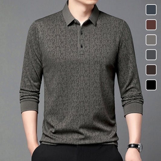 Herren-T-Shirt mit Business-Casual-Kragen und langen Ärmeln💖✨