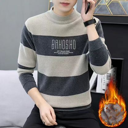 ✨Winterangebot💖Gestrickter Pullover mit Rundhalsausschnitt für Herren, gestreift
