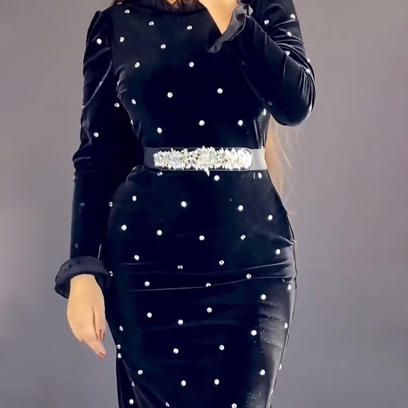 ✨Letzter Tag für 50% Rabatt👗💖Strassbesetztes Damenkleid mit Rüschensaum