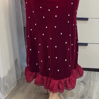 ✨Letzter Tag für 50% Rabatt👗💖Strassbesetztes Damenkleid mit Rüschensaum