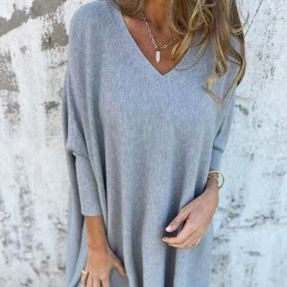 👗Langärmliges, gestricktes, lockeres V-Ausschnitt-Top für Damen✨