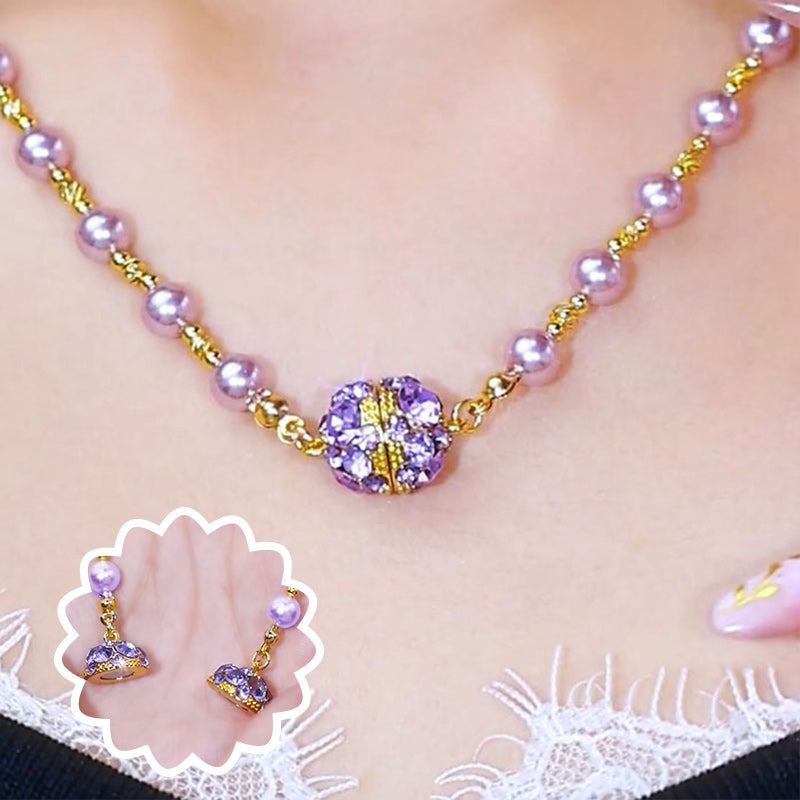 💎✨Elegante Imitationsperlenkette mit funkelnder magnetischer Strasskugel