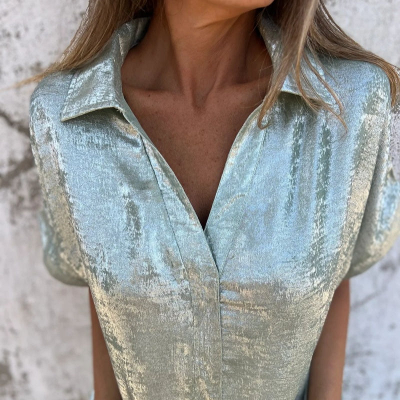 🔥2025 HEISSER VERKAUF🌸🔥 Langarmshirts mit bronzenem Revers für Damen