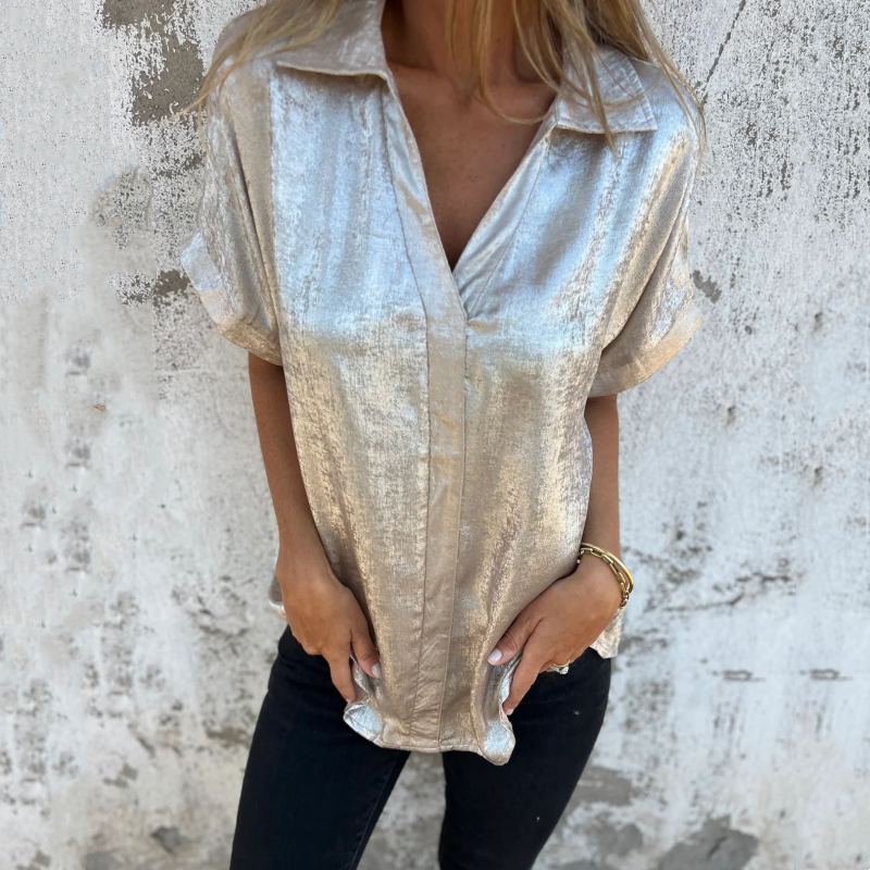 🔥2025 HEISSER VERKAUF🌸🔥 Langarmshirts mit bronzenem Revers für Damen