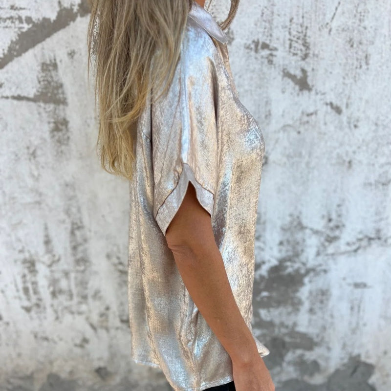 🔥2025 HEISSER VERKAUF🌸🔥 Langarmshirts mit bronzenem Revers für Damen