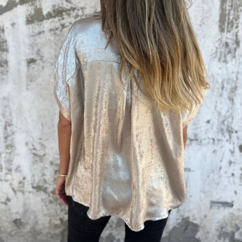 🔥2025 HEISSER VERKAUF🌸🔥 Langarmshirts mit bronzenem Revers für Damen