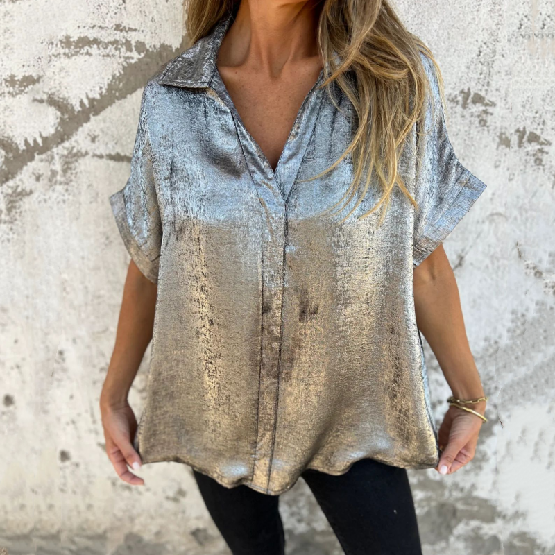 🔥2025 HEISSER VERKAUF🌸🔥 Langarmshirts mit bronzenem Revers für Damen