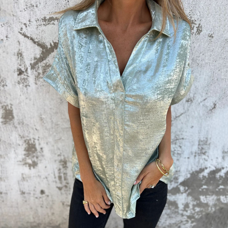 🔥2025 HEISSER VERKAUF🌸🔥 Langarmshirts mit bronzenem Revers für Damen