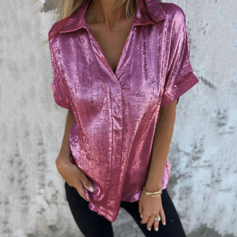 🔥2025 HEISSER VERKAUF🌸🔥 Langarmshirts mit bronzenem Revers für Damen