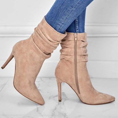 ⏰Maximal 44 % Rabatt🏆Kurze Damenstiefel mit hohem Absatz und spitzer Zehe