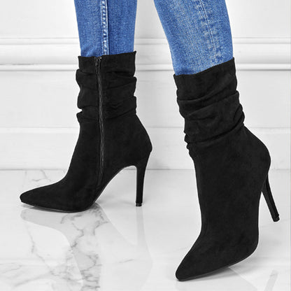 ⏰Maximal 44 % Rabatt🏆Kurze Damenstiefel mit hohem Absatz und spitzer Zehe