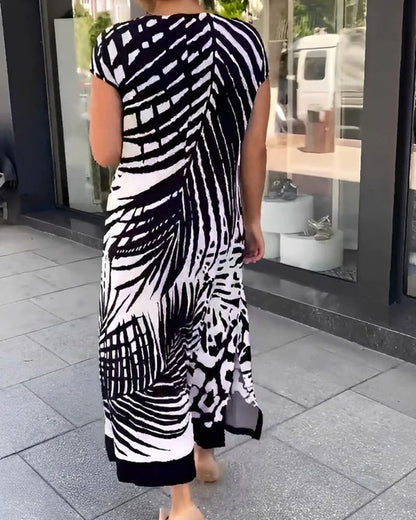 💖Limited Sale 50% OFF💖Lässiges bedrucktes kurzärmeliges Kleid