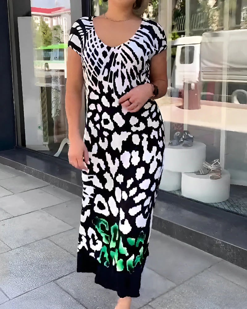 💖Limited Sale 50% OFF💖Lässiges bedrucktes kurzärmeliges Kleid