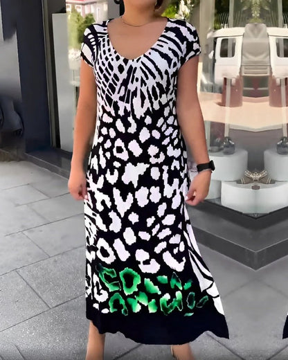 💖Limited Sale 50% OFF💖Lässiges bedrucktes kurzärmeliges Kleid