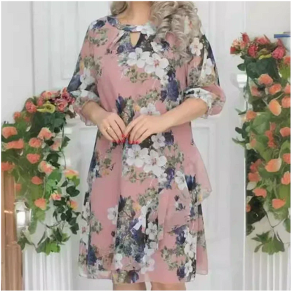 🔥Last Day Sale 50%👗💝Knielanges Kleid mit Blumenmuster für Damen