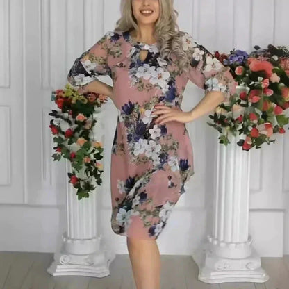 🔥Last Day Sale 50%👗💝Knielanges Kleid mit Blumenmuster für Damen