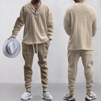 💥Heute angekommen – 50%💥 2-teiliges Herren-Set aus Baggy-Sweatshirt mit V-Ausschnitt und Jogginghose