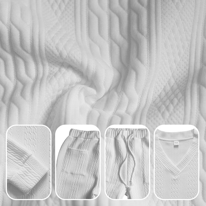 💥Heute angekommen – 50%💥 2-teiliges Herren-Set aus Baggy-Sweatshirt mit V-Ausschnitt und Jogginghose