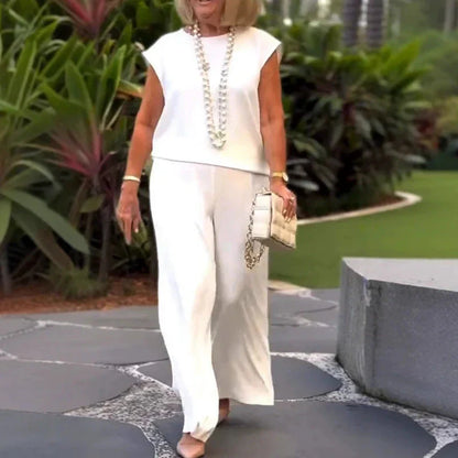🌸2025 brandneues Design🌸👗Ärmelloses Oberteil und Hose mit Rundhalsausschnitt für Damen