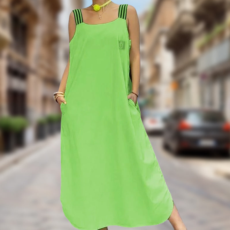 🌸Frühjahrsangebote💐💃 Breites Träger-Maxikleid mit Taschen