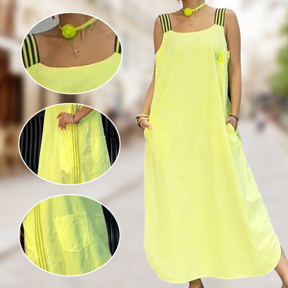 🌸Frühjahrsangebote💐💃 Breites Träger-Maxikleid mit Taschen