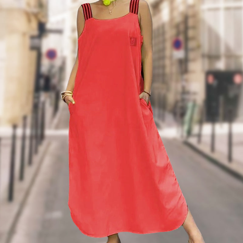 🌸Frühjahrsangebote💐💃 Breites Träger-Maxikleid mit Taschen