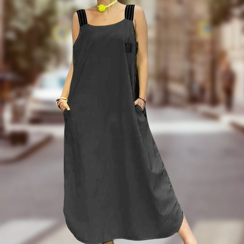 🌸Frühjahrsangebote💐💃 Breites Träger-Maxikleid mit Taschen