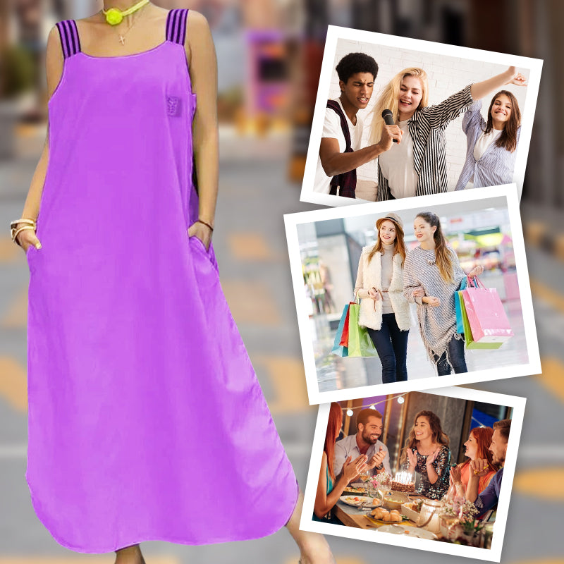 🌸Frühjahrsangebote💐💃 Breites Träger-Maxikleid mit Taschen