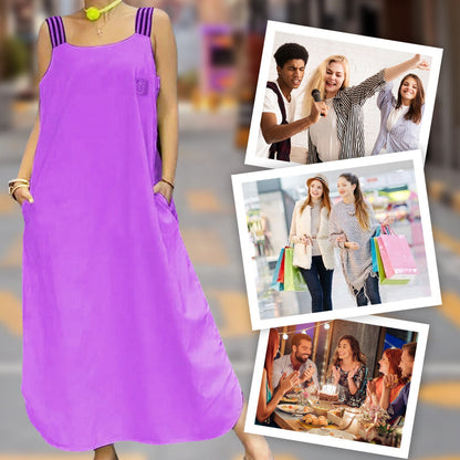 🌸Frühjahrsangebote💐💃 Breites Träger-Maxikleid mit Taschen