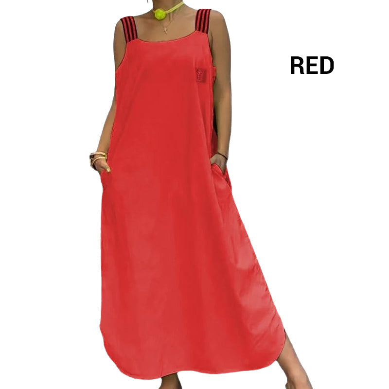 🌸Frühjahrsangebote💐💃 Breites Träger-Maxikleid mit Taschen