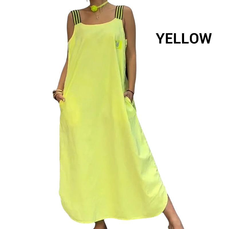 🌸Frühjahrsangebote💐💃 Breites Träger-Maxikleid mit Taschen