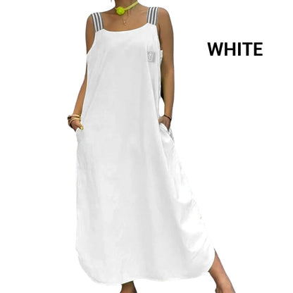 🌸Frühjahrsangebote💐💃 Breites Träger-Maxikleid mit Taschen