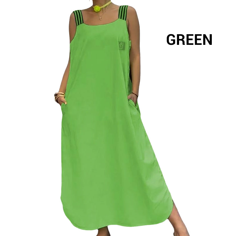 🌸Frühjahrsangebote💐💃 Breites Träger-Maxikleid mit Taschen