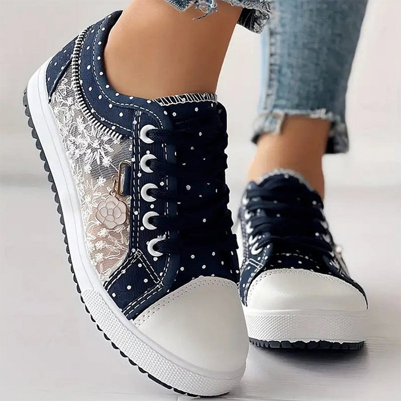 👟2025 Neues Design🙋‍♀️✨Damen Casual Flat Runde Zehe Lace Up Low Top Schuhe