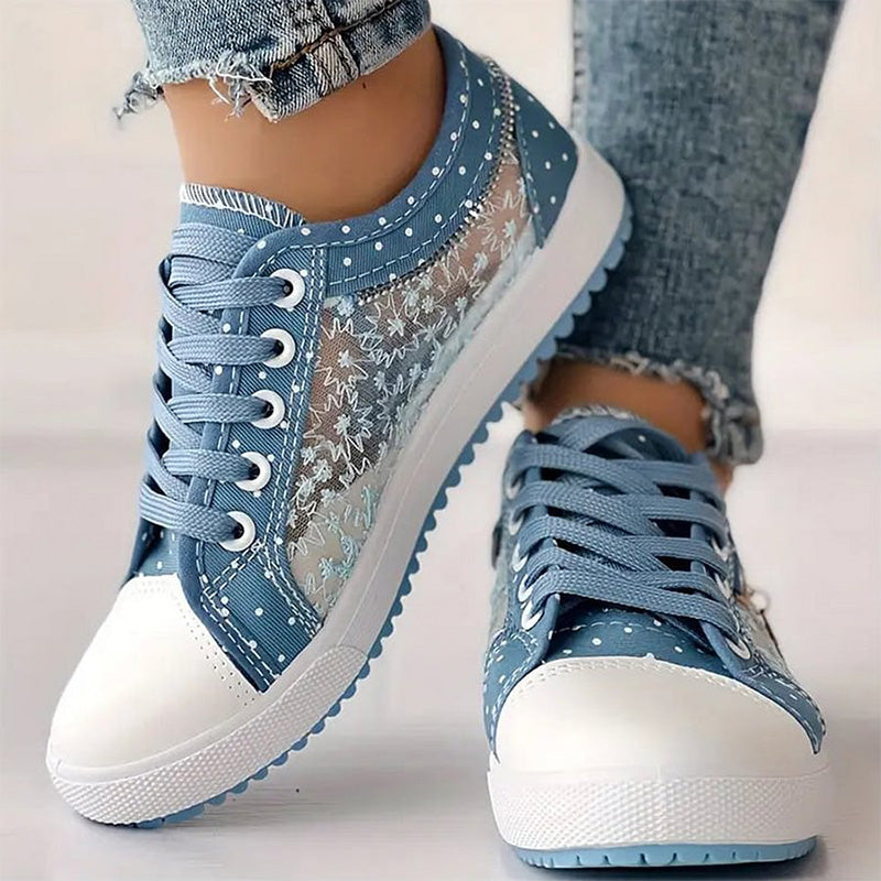 👟2025 Neues Design🙋‍♀️✨Damen Casual Flat Runde Zehe Lace Up Low Top Schuhe