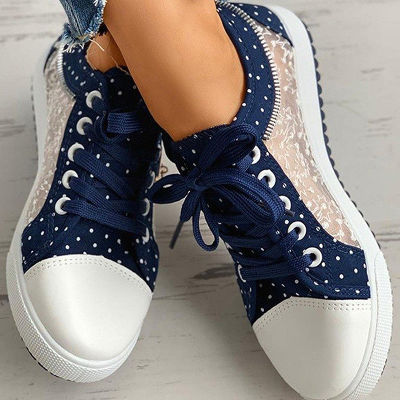 👟2025 Neues Design🙋‍♀️✨Damen Casual Flat Runde Zehe Lace Up Low Top Schuhe