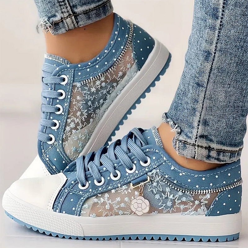 👟2025 Neues Design🙋‍♀️✨Damen Casual Flat Runde Zehe Lace Up Low Top Schuhe