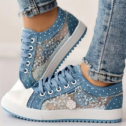 👟2025 Neues Design🙋‍♀️✨Damen Casual Flat Runde Zehe Lace Up Low Top Schuhe